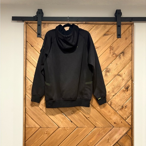 11 Workwear Black Hoodie with Neon Accents Large - Picture 2 of 8